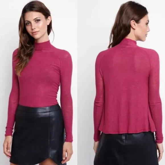 Free People Women's Snuggle Layering Top Sangria Color Size XS $40 Price New Tag - Picture 3 of 5
